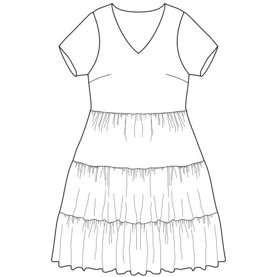 Wykrój - sukienka z falbanami LIBERTE